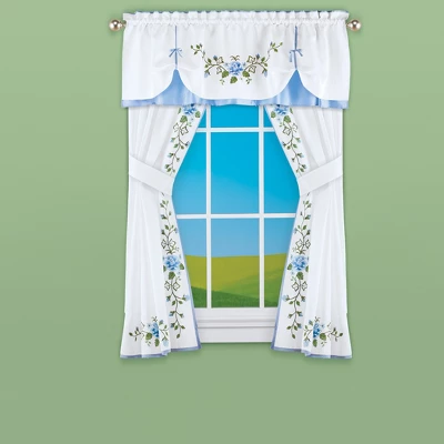 Collections Etc Elegant Flower & Ivy Bordered Edge Window Curtains 4 Collections Etc Elegant Flower & Ivy Bordered Edge Window Curtains - Image 2
