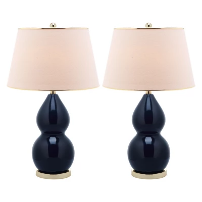 (Set Of 2) 26.5" Jill Double- Gourd Ceramic Lamp Navy (Includes CFL Light Bulb) - Safavieh 3 (Set Of 2) 26.5" Jill Double- Gourd Ceramic Lamp Navy (Includes CFL Light Bulb) - Safavieh