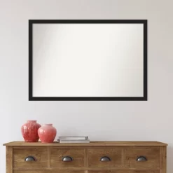 38" X 26" Non-Beveled Grace Brushed Metallic Black Narrow Wall Mirror - Amanti Art -Home Decor Store GUEST fc35de2d cba6 46de b9c7 b7c2c7a94e76