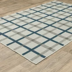 Trinity Textured Plaid Patio Area Rug Beige/Blue - Captiv8e Designs -Home Decor Store GUEST fc366da7 6601 4ad2 ab3a 826aaff6c189