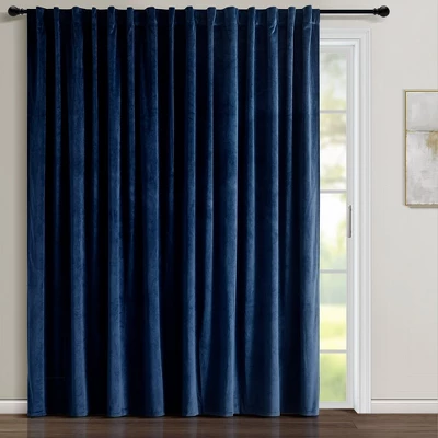 Home Boutique Prima Velvet Solid Light Filtering Back Tab/Rod Pocket Window Curtain Panel Navy Single 114x84 3 Home Boutique Prima Velvet Solid Light Filtering Back Tab/Rod Pocket Window Curtain Panel Navy Single 114x84
