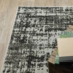 Trinity Distressed Abstract Patio Area Rug Black/Beige - Captiv8e Designs -Home Decor Store GUEST ffd3e5db d669 4d6f b326 45f28c482739